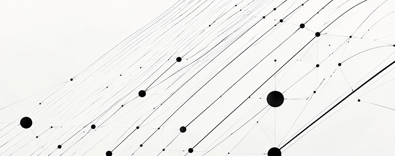 Technisches Liniennetz mit Knotenpunkten als Sinnbild f&uuml;r Entwicklungsmeilensteine